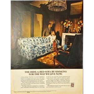 Simmons Hide=A=Bed "For the Way We Live Now" Vintage Print Ad 1970